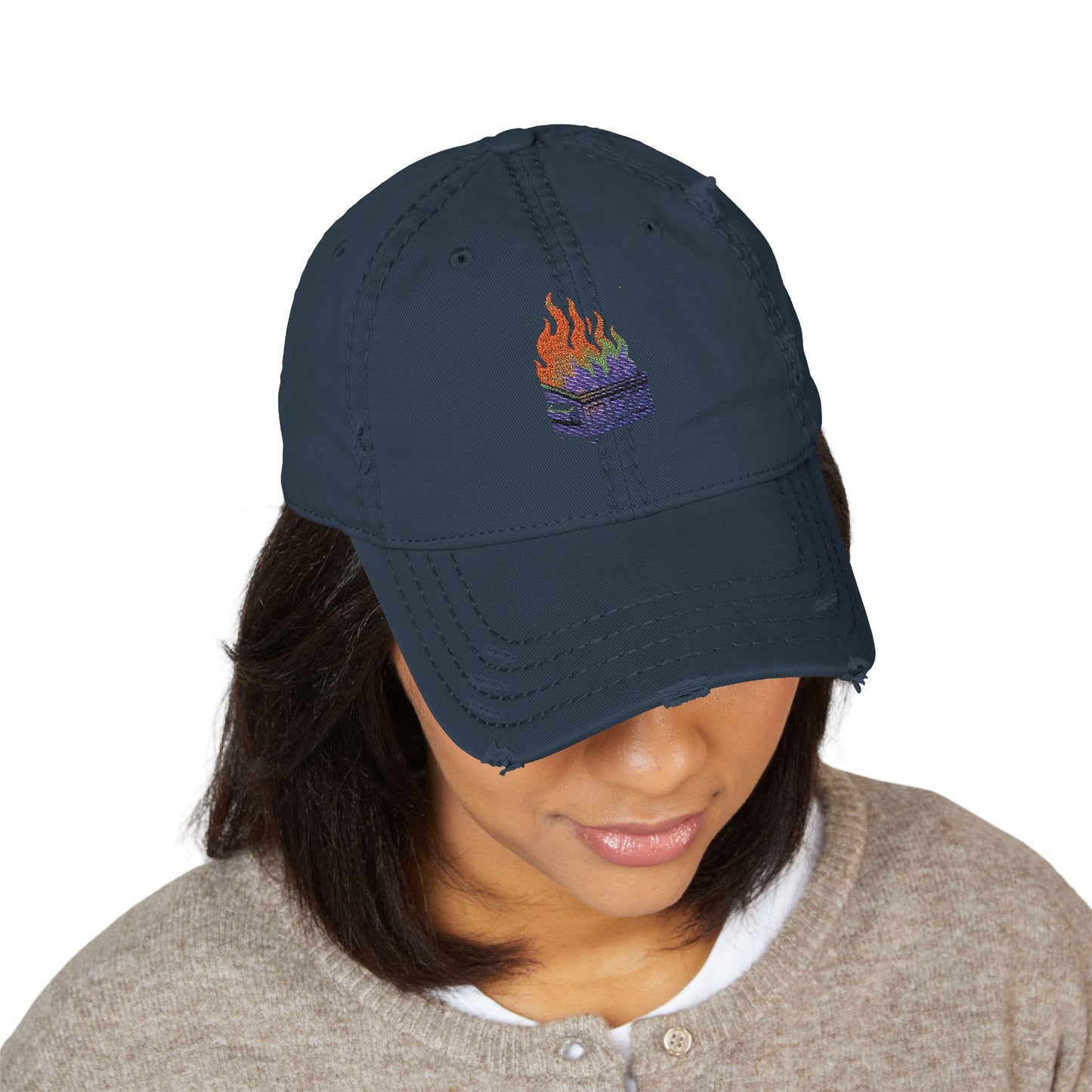 Embroidered Dumpster Fire Hat, Vintage Cap for Adventures, Hipster Style, Casual Fashion