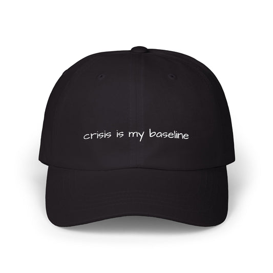 Crisis is My Baseline Embroidered Hat, Black Cap, Cosmic Medical Designs