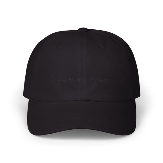 Crisis is My Baseline Embroidered Hat, Classic White Cap, Cosmic Medical Designs