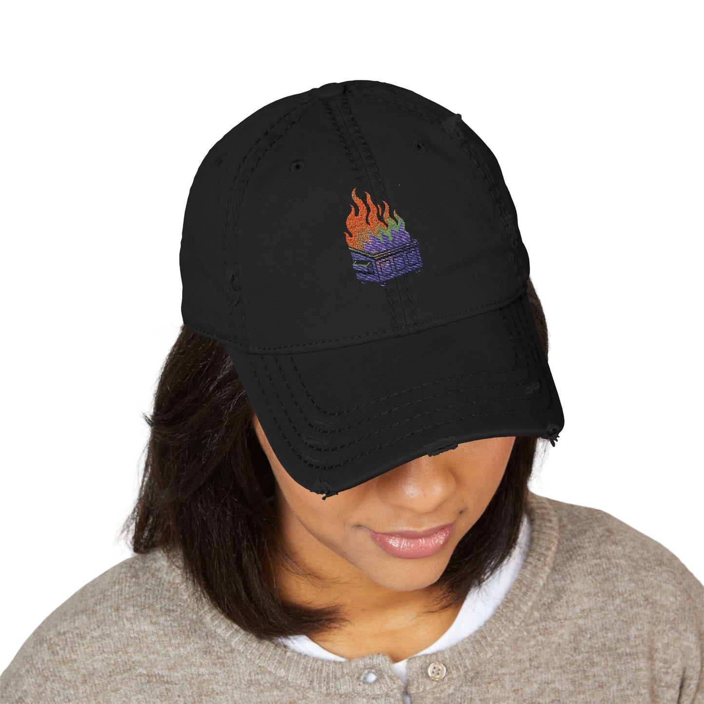 Embroidered Dumpster Fire Hat, Vintage Cap for Adventures, Hipster Style, Casual Fashion